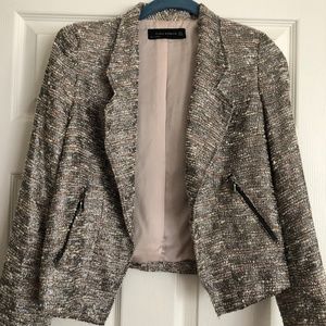 Zara Woman Metallic tweed cropped jacket